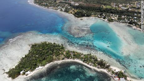 An aerial view of Erakor island and the coastline of Port Vila on in Vanuatu. 