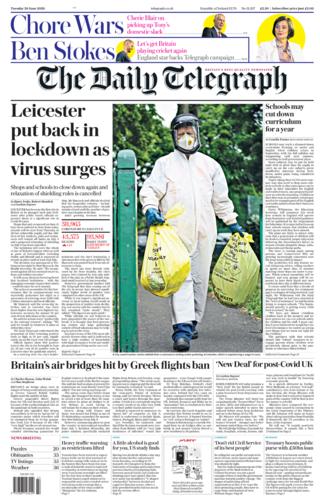 Telegraph front page 30.06.20