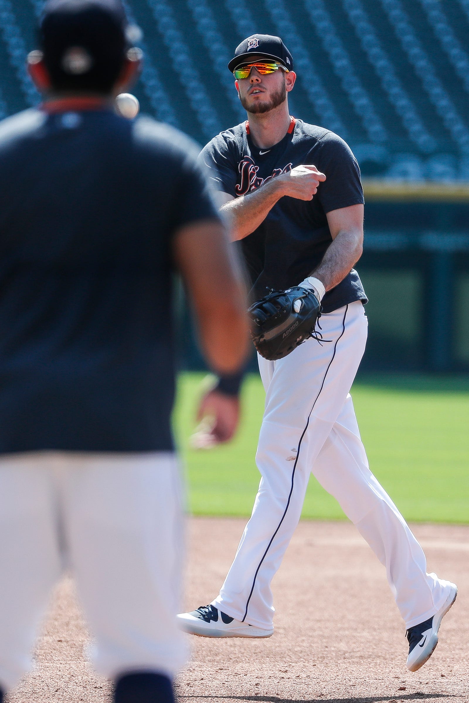 Detroit Tigers C.J. Cron during training camp at Comerica Park in Detroit, Tuesday, July 7, 2020.