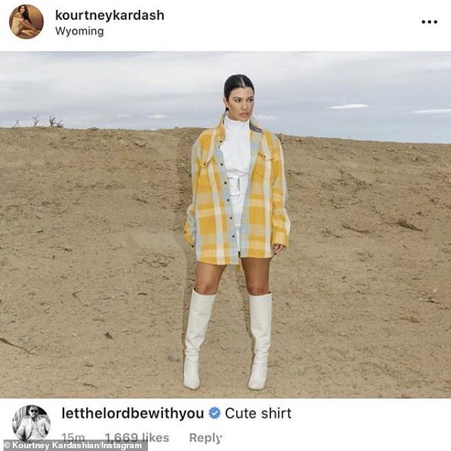 Flirty: Shortly after Scott, 37, commented on another photo of Kourtney 'cute shirt'