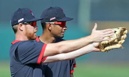 Cleveland Indians Jordan Luplow and Oscar Mercado talk positions