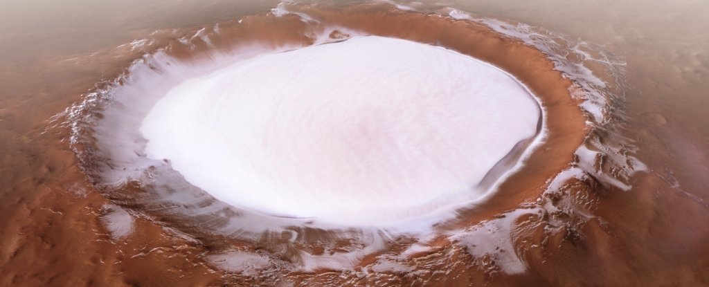 Gorgeous New Footage Lets You Fly Over a Vast, Ice-Filled Crater on Mars