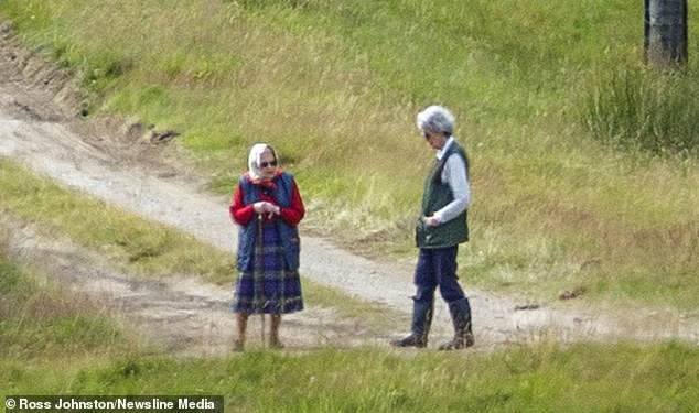 The Queen heads out for a walk as she is seen for the first time since heading to Balmoral Estate