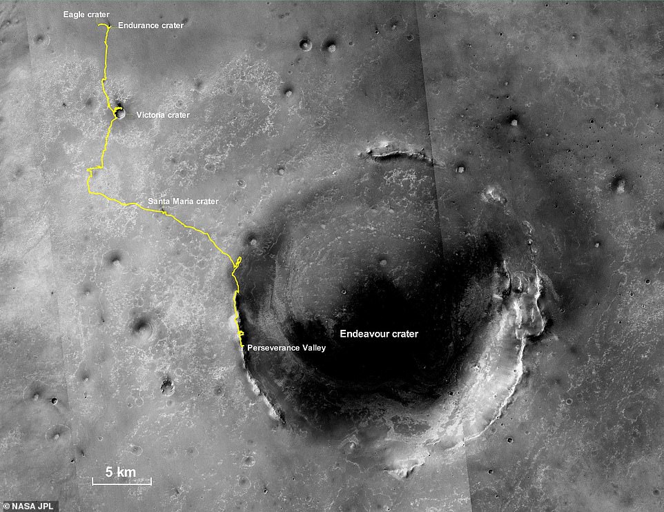 This is the final traverse map for Opportunity, showing where the rover was on June 10, 2018, the last date it made contact with its team before it was lost in a dust storm