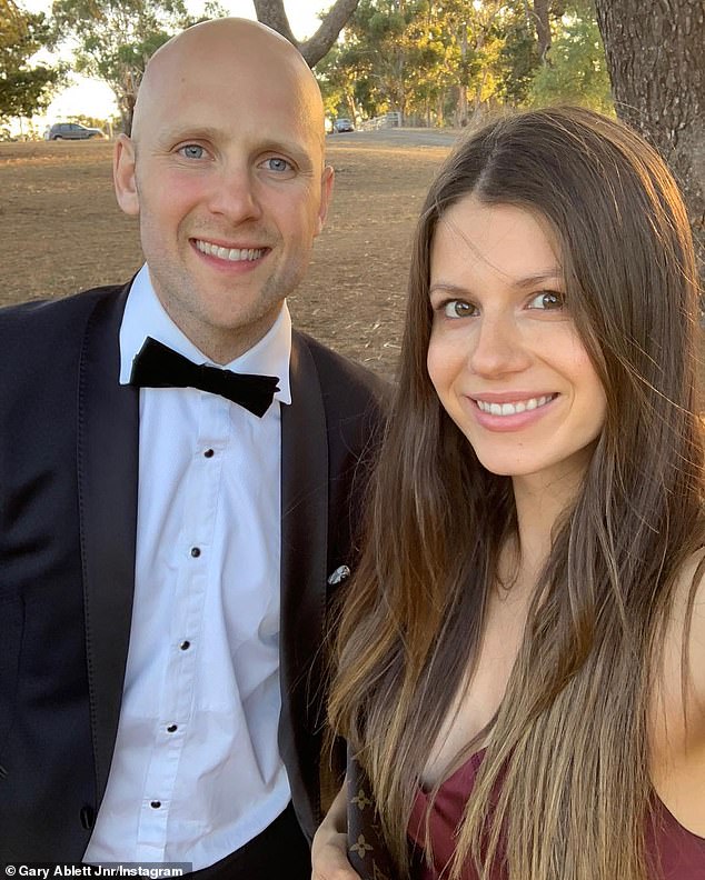 Pictured: Geelong midfielder Gary Ablett and his wife Jordan Ablett. The couple have a son, Levi, who has a rare genetic disease