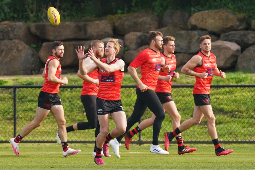 Conor McKenna is training with teammates Essendon Bombers AFL.