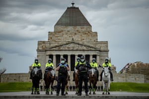 Police in Melbourne on Saturday.