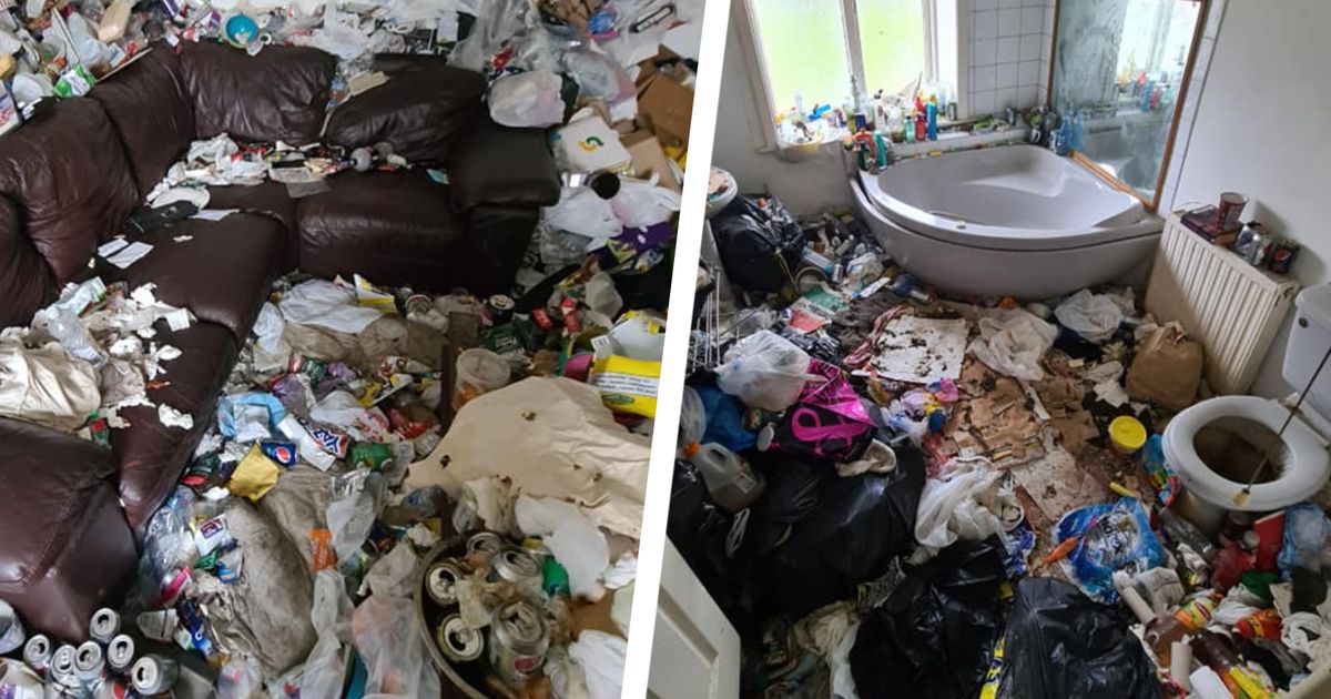 'The house was a gigantic trash can' - the photos show the horrific condition of the house occupied just a week before the removers were pulled out