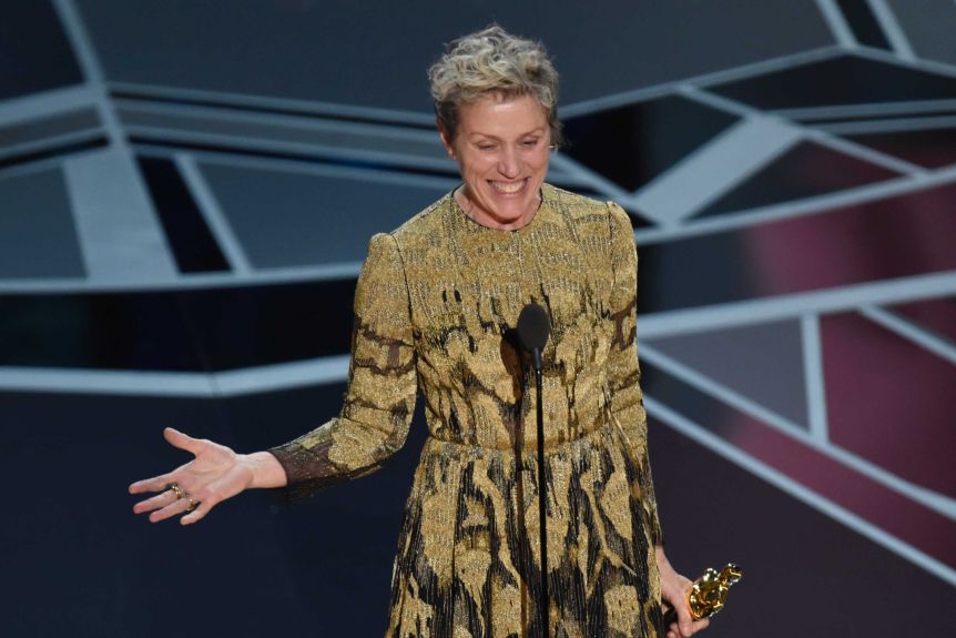 Frances McDormand accepts an award for Best Performance by an Actress.