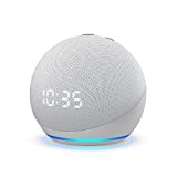 The all-new Eco Dot (4th Generation) |  Alexa Clock Smart Speaker |  Glacier White