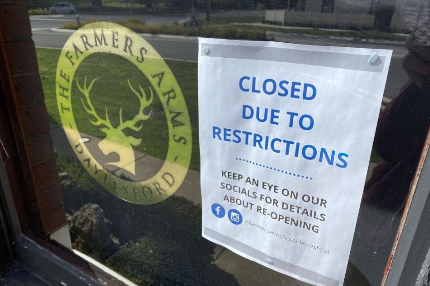 Stripe logo for deer with antlers with a banner stating that the place is closed to work due to COVID-19 restrictions.
