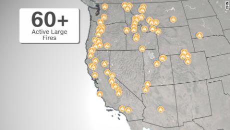 Current active large fires in the United States