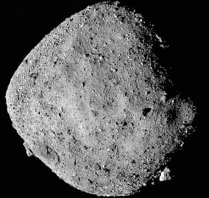 Mosaic image of asteroid Bennu taken by the Osiris Rex spacecraft from a range of 15 miles (24 km).