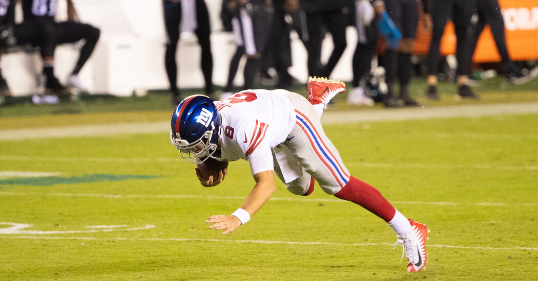 Daniel Jones' Travels and Falls.  This is how the giants do.