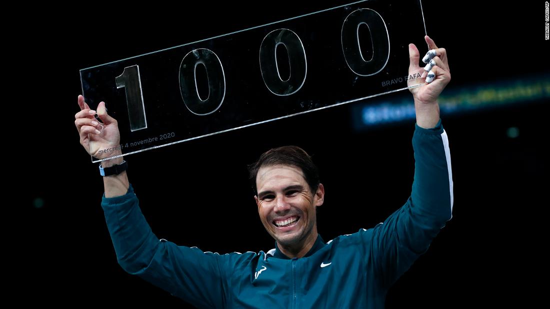 Rafael Nadal becomes the fourth player to win 1,000 matches in the ATP Tour
