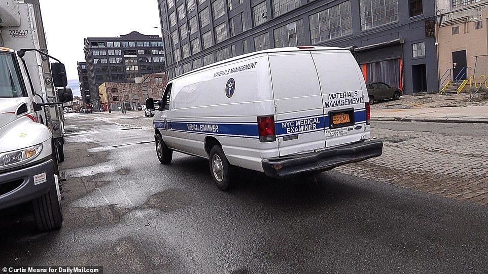 The photo above shows a medical examination truck leaving the Brooklyn waterfront on Monday