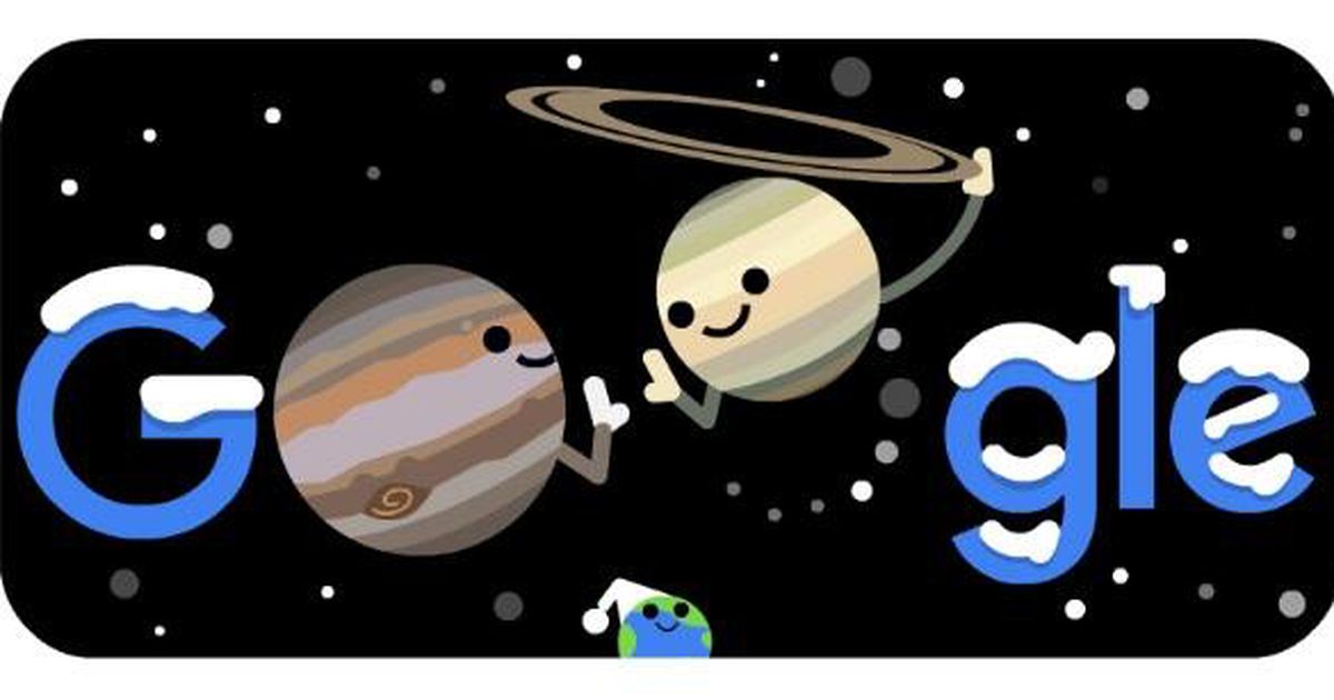 Google Doodle illustrates the wonderful conjunction between Jupiter and Saturn