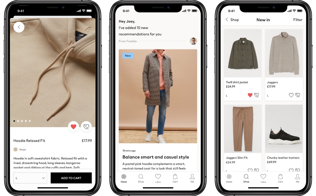 H&M launched an app that provides men's clothing advice
