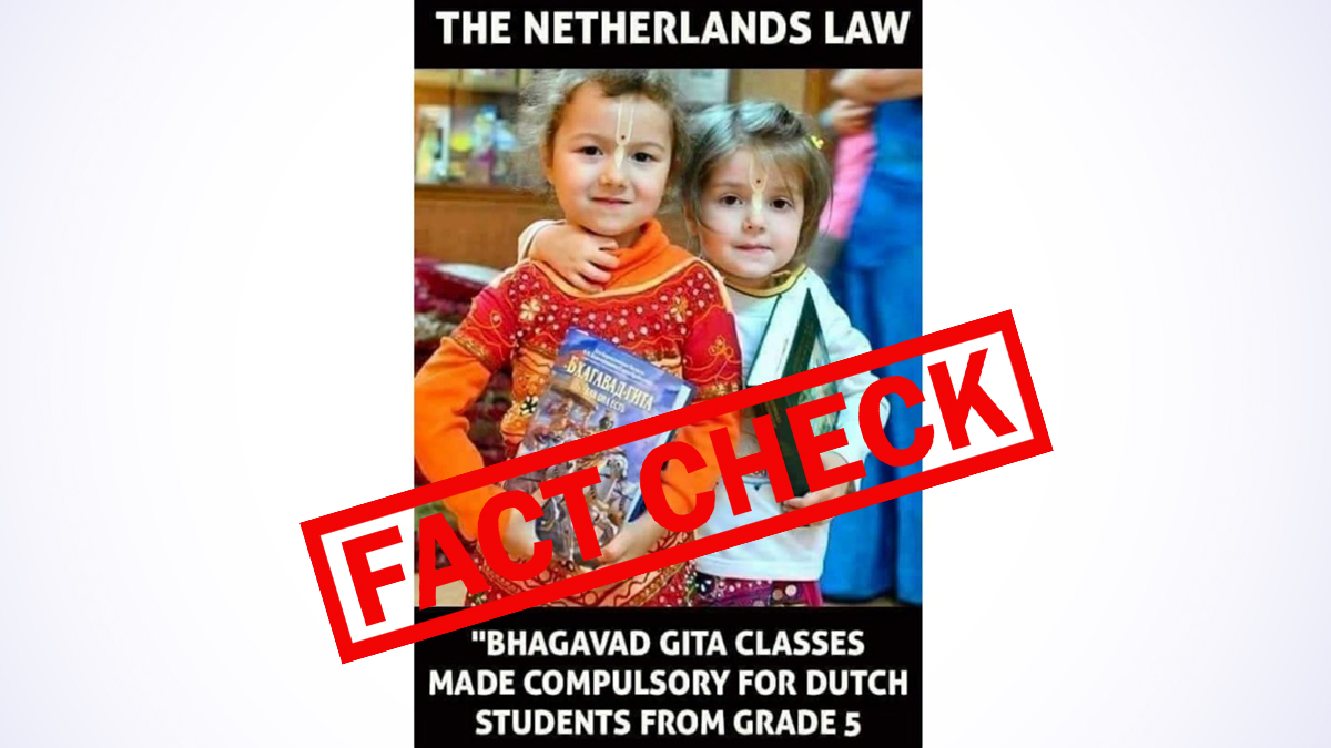Do you want to make the Bhagavad Gita fun in schools in Holland Group 5?  The old image of two little girls holding sacred Hindu texts is spreading very fast with a false claim