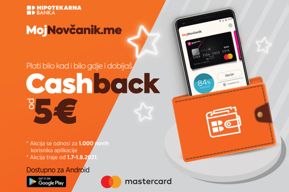 Pay anytime, anywhere with the MojNovčanik app and get 5€ cashback