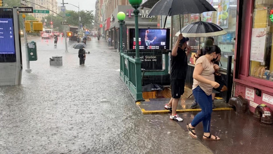 The streets of New York were flooded in a jiffy, and subway stations were inundated. 