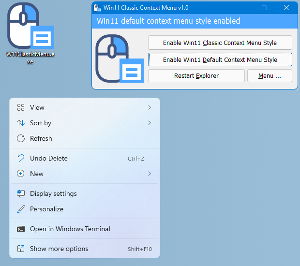 Windows 11 right-click menu