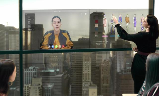 Video conferencing from the office window?  "It's not just glass. It's transparent OLED."
