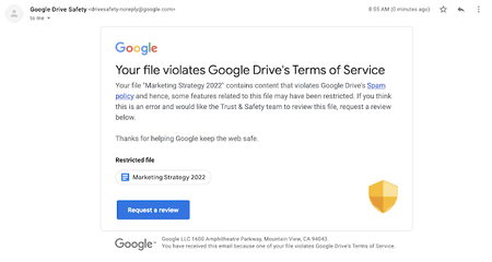 Google Drive Policies Terms of Use File Review Delete User Veins