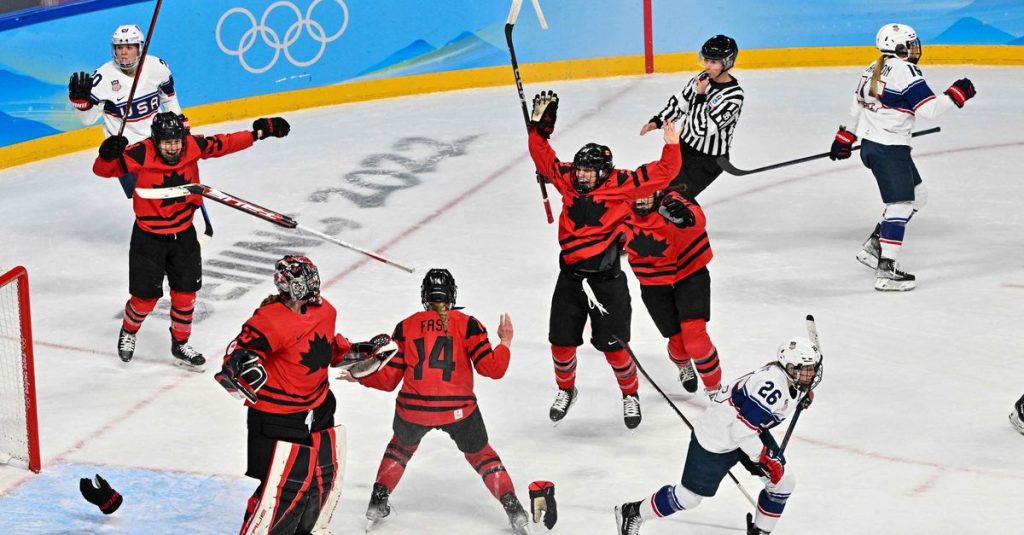 Gold for Canadian ice hockey players and silver for the United States