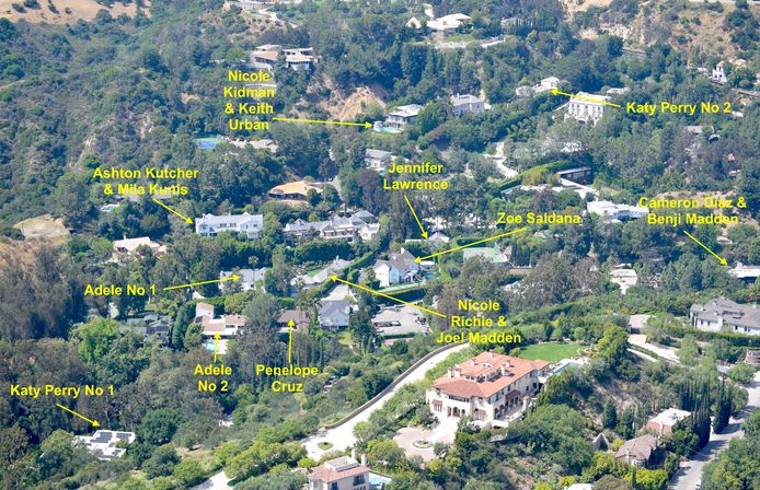All the celebrities in Hidden Valley.  Adele bought the house of Nicole Richie and Joel Madden.