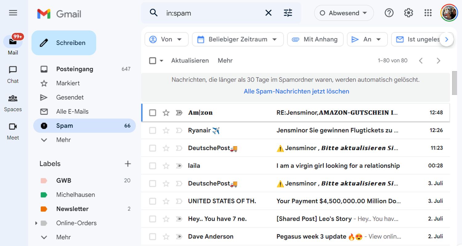 gmail sidebar messenger