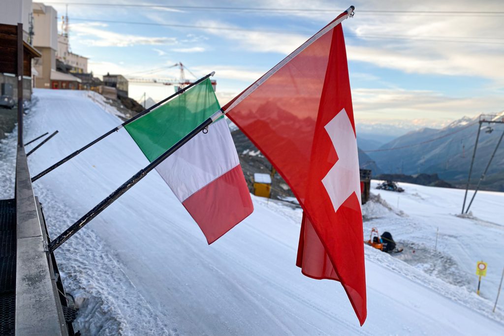Switzerland or Italy?  The mountain hut is moving across the border