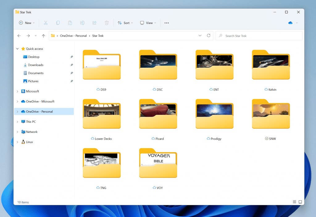 New preview of folder contents