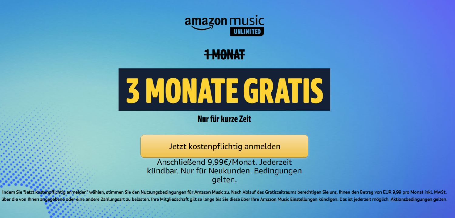 Unlimited Amazon Music for three months for free