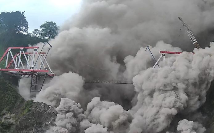 A bridge not far from Semoru volcano was damaged by ash clouds.