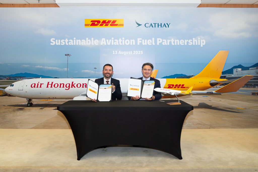 DHL Express and Cathay Group Sign Sustainable Aviation Fuel Agreement to Boost Low-Carbon Air Cargo in Asia DHL Express and Cathay Group Sign Sustainable Aviation Fuel Agreement to Boost Low-Carbon Air Cargo in Asia