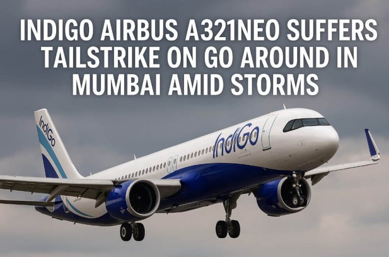 IndiGo Airbus A321neo Suffers Tailstrike on Go Around in Mumbai Amid Storms