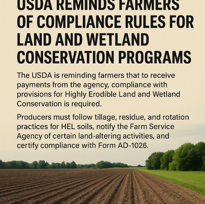 USDA Reminds Farmers of Compliance Rules for Land and Wetland Conservation Programs USDA Reminds Farmers of Compliance Rules for Land and Wetland Conservation Programs