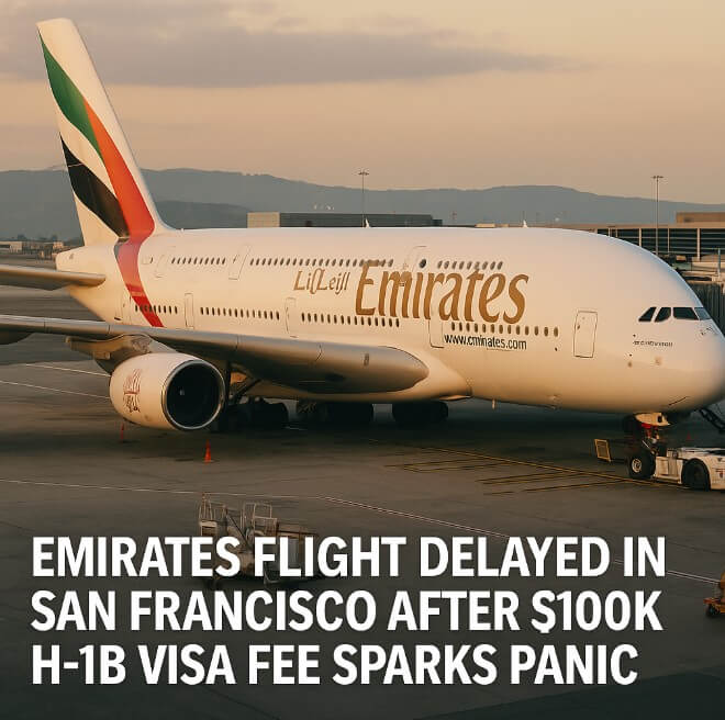 Emirates Flight Delayed in San Francisco After 0K H-1B Visa Fee Sparks Panic Emirates Flight Delayed in San Francisco After 0K H-1B Visa Fee Sparks Panic