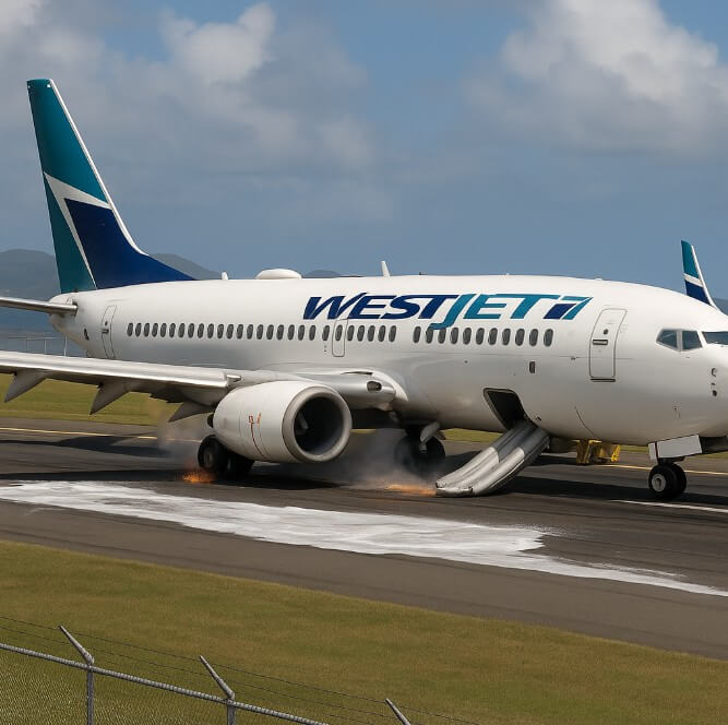 WestJet Boeing 737 Landing Gear Collapse Forces Emergency Response in Sint Maarten WestJet Boeing 737 Landing Gear Collapse Forces Emergency Response in Sint Maarten