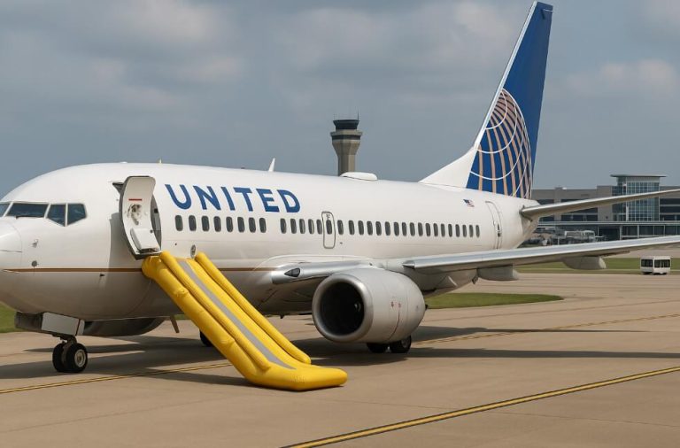 Passenger Deploys Emergency Slide on United Flight After Landing in Houston