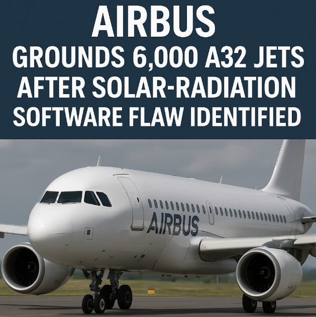 Airbus Grounds 6,000 A320 Jets After Solar-Radiation Software Flaw Identified Airbus Grounds 6,000 A320 Jets After Solar-Radiation Software Flaw Identified