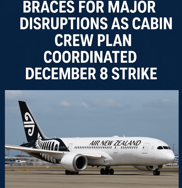 Air New Zealand Braces for Major Disruptions as Cabin Crew Plan Coordinated December 8 Strike Air New Zealand Braces for Major Disruptions as Cabin Crew Plan Coordinated December 8 Strike