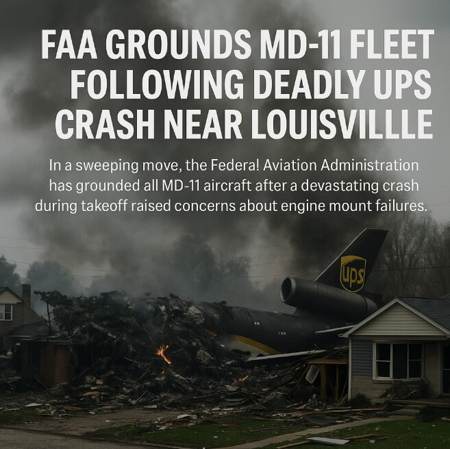 FAA Grounds MD-11 Fleet Following Deadly UPS Crash Near Louisville FAA Grounds MD-11 Fleet Following Deadly UPS Crash Near Louisville