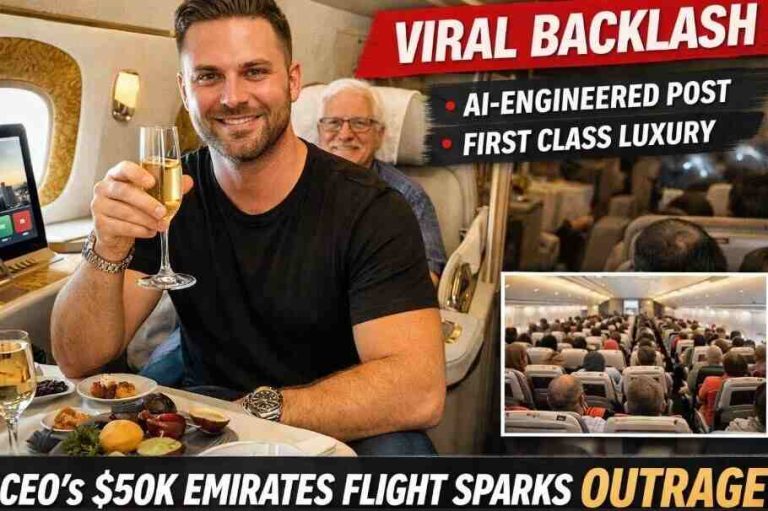 Emirates First Class Post Sparks Backlash Over Wealth, AI, and Viral Marketing