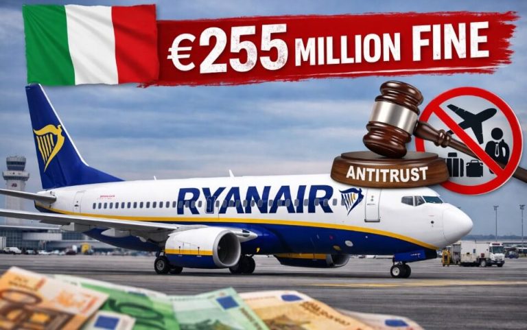 Ryanair Hit With €255 Million Fine Over Anti-Competitive Practices in Italy