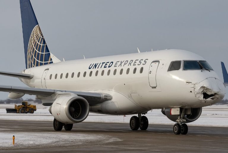 United Express E175 Grounded After Plow Truck Collision in Minot United Express E175 Grounded After Plow Truck Collision in Minot