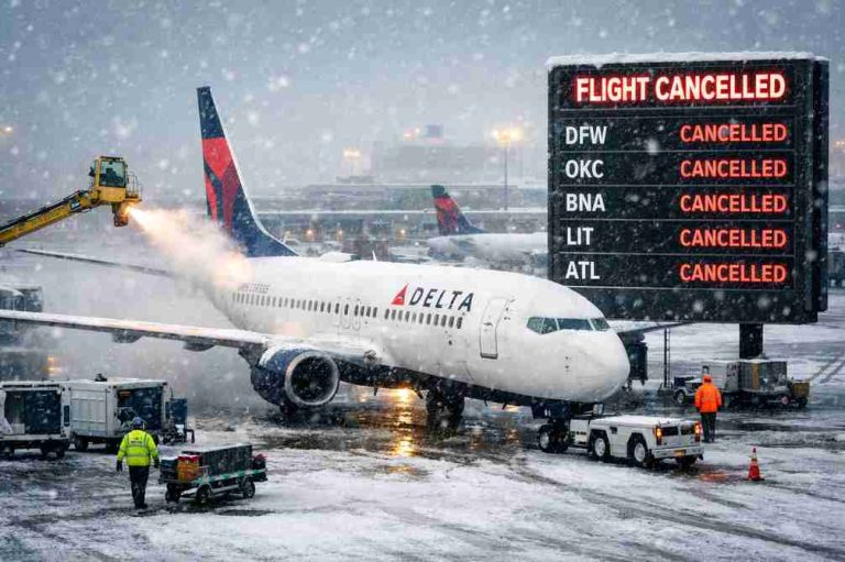 Delta Cancels Flights Across Five States as Winter Storm Fern Advances Delta Cancels Flights Across Five States as Winter Storm Fern Advances