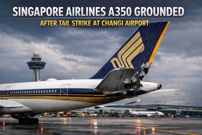 Singapore Airlines A350 Grounded After Tail Strike at Changi Airport Amid Strong Winds Singapore Airlines A350 Grounded After Tail Strike at Changi Airport Amid Strong Winds
