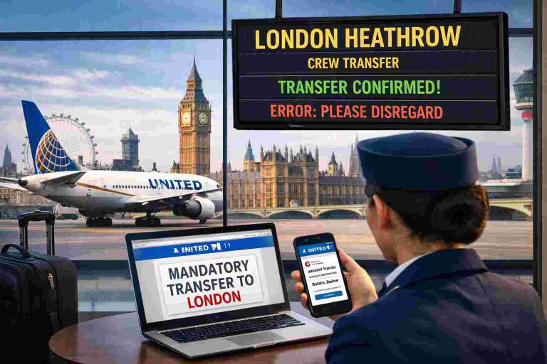 United Airlines Email Error Sparks Confusion Over London Crew Transfers United Airlines Email Error Sparks Confusion Over London Crew Transfers